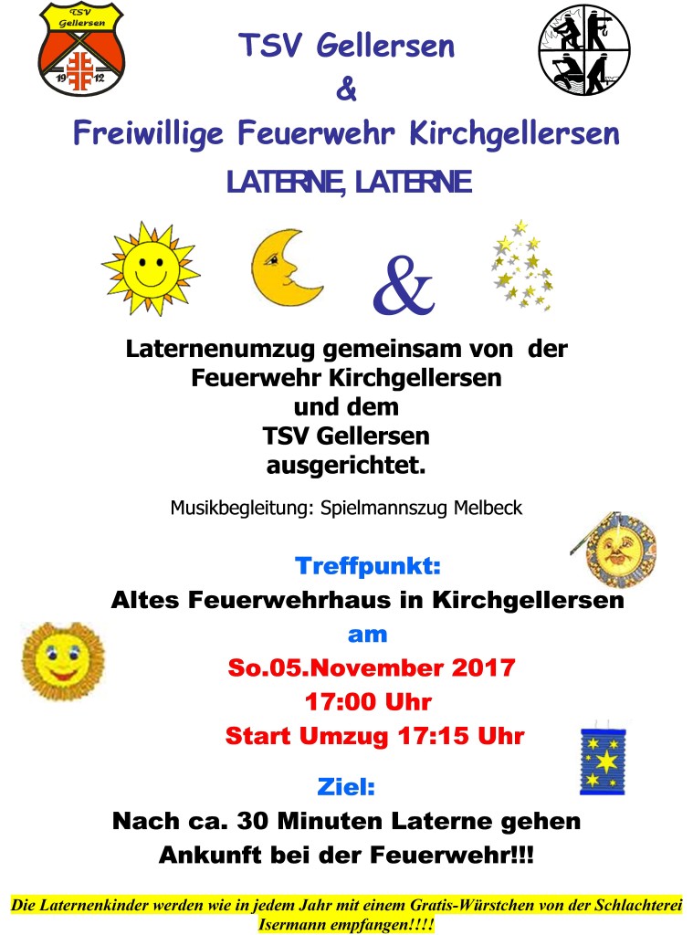 Laternenumzug in Kirchgellersen am 5. November um 17 Uhr an der Schmiede